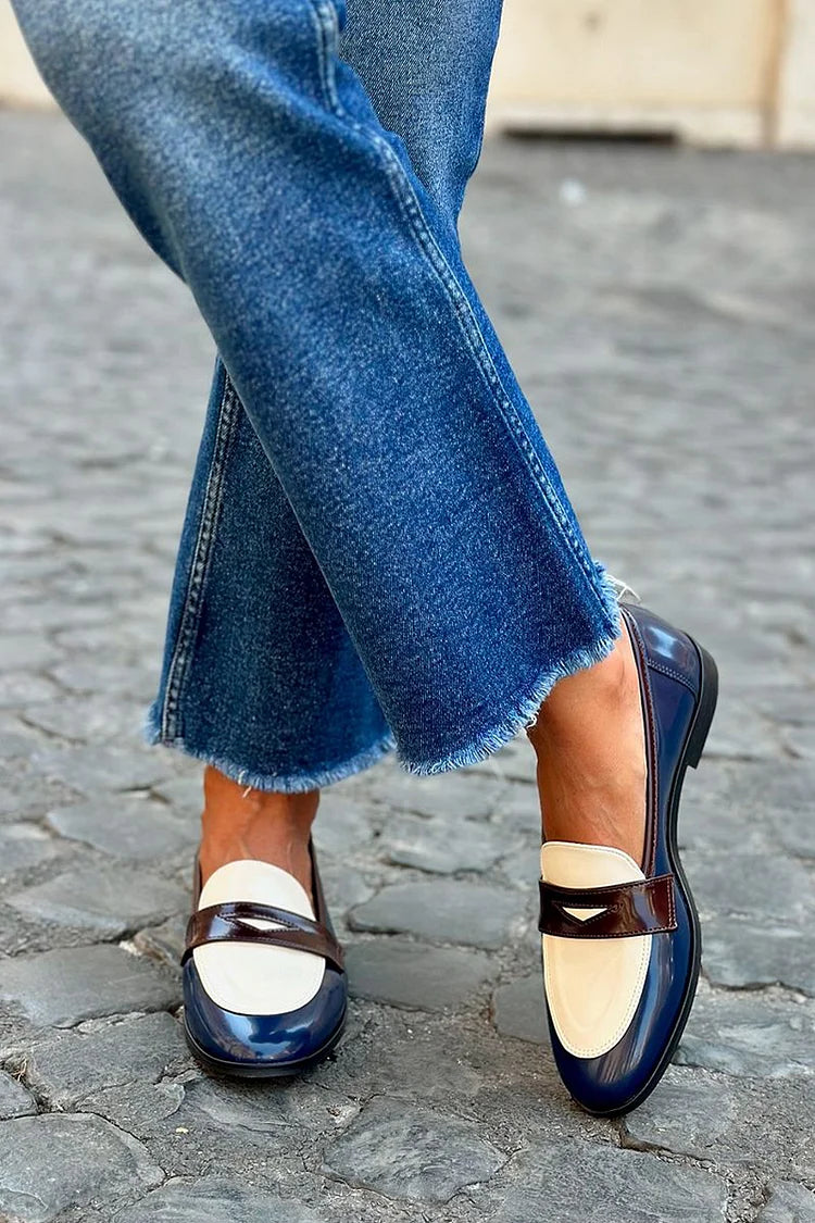 Marleen | Marineblauwe loafers met lage hak