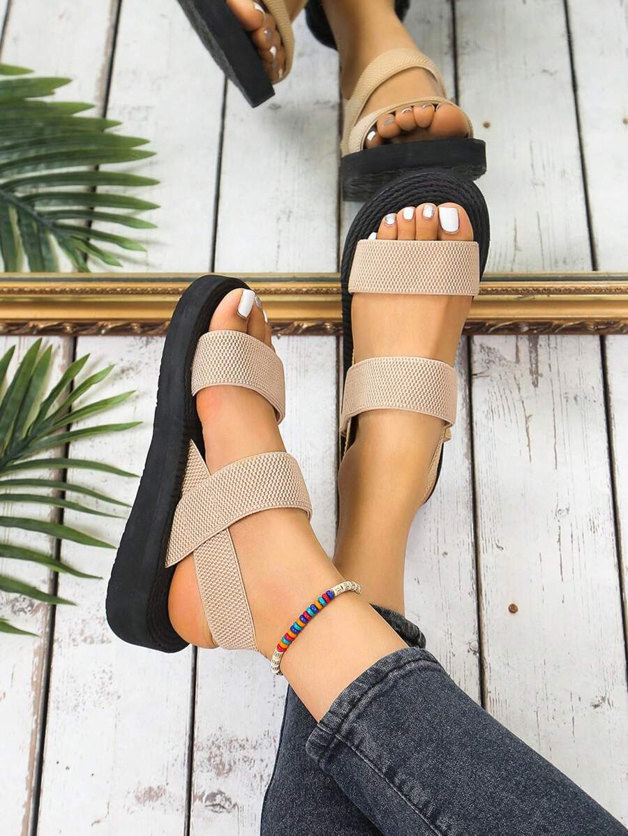 Méloria™ | Sandales Noires à Brides Larges et Semelle Confort
