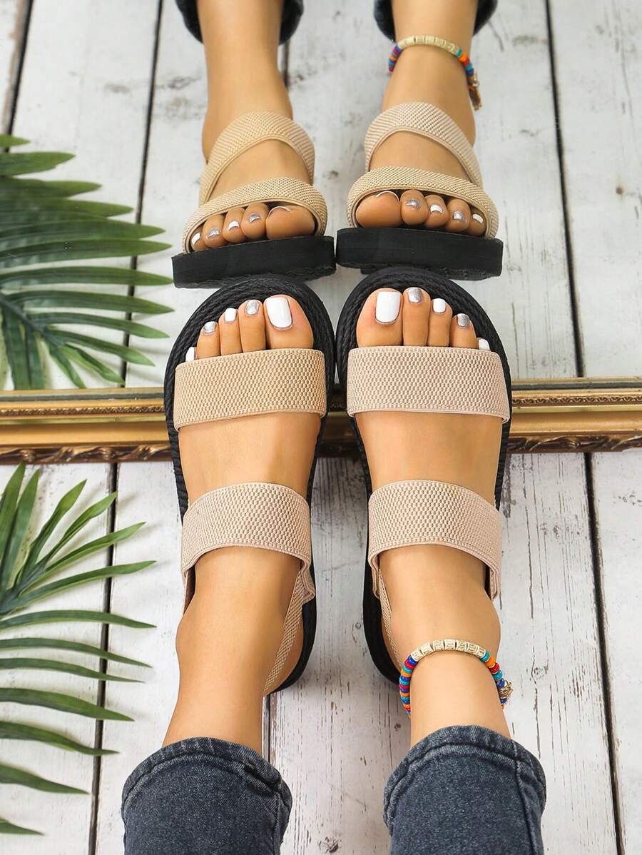 Méloria™ | Sandales Noires à Brides Larges et Semelle Confort