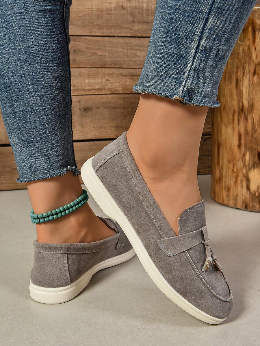 Belize™ | Mocassins casual kaki à franges et boucle décorative