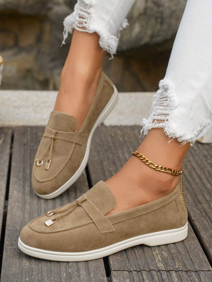 Belize™ | Mocassins casual kaki à franges et boucle décorative