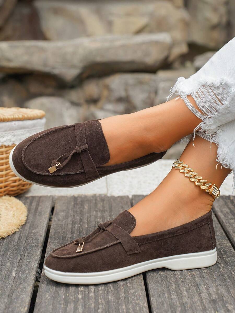 Belize™ | Mocassins casual kaki à franges et boucle décorative