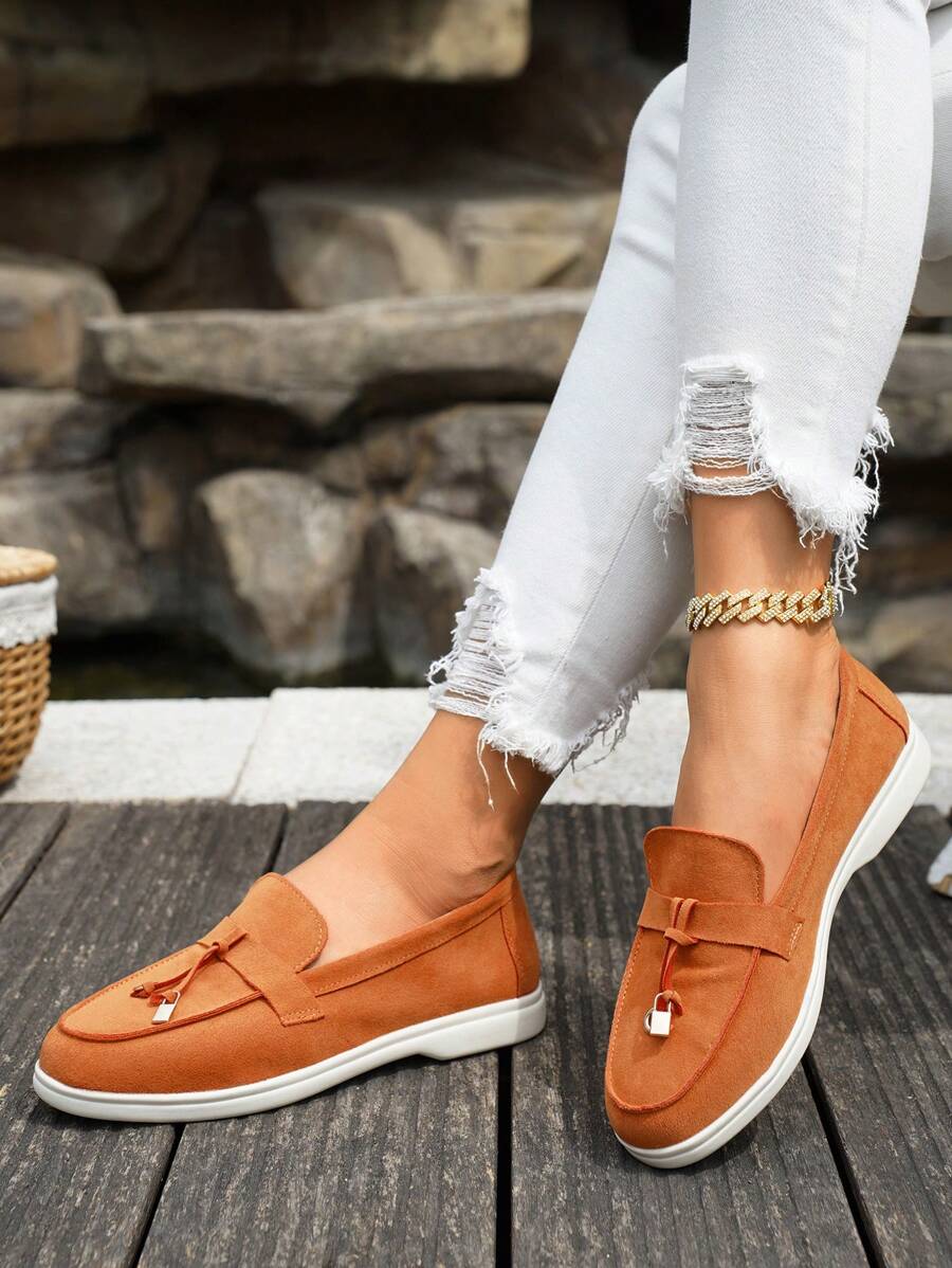 Belize™ | Mocassins casual kaki à franges et boucle décorative