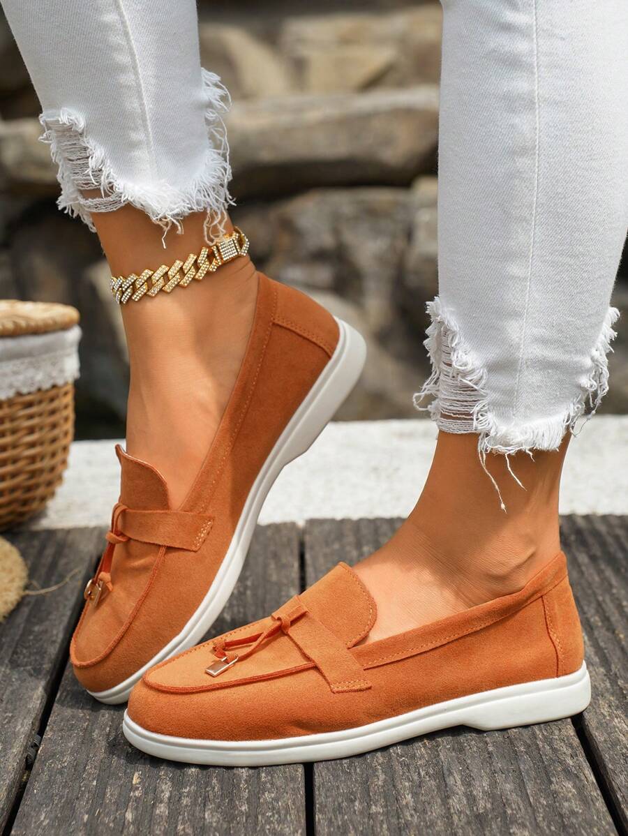 Belize™ | Mocassins casual kaki à franges et boucle décorative