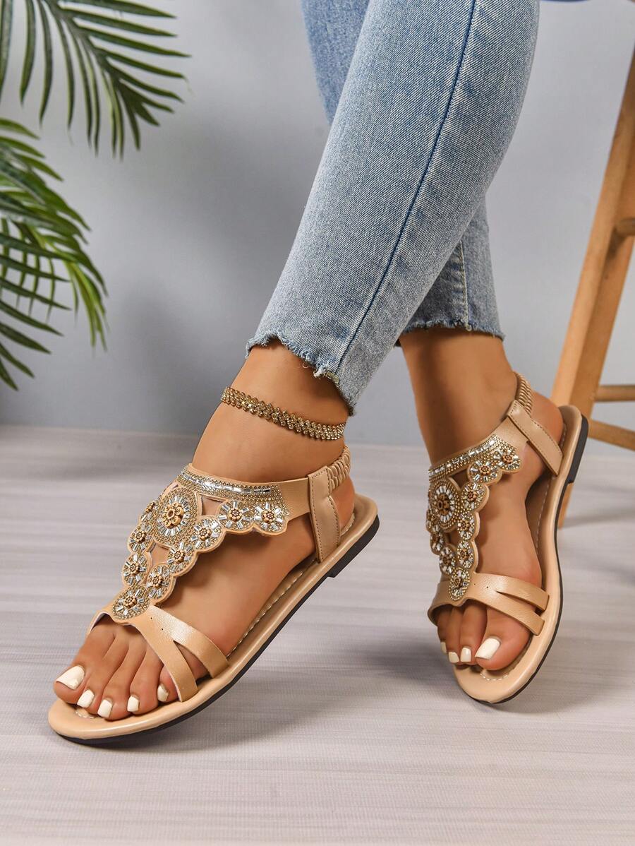 Isaline™ | Sandales Gladiator Bohème à Perles et Semelle Plate