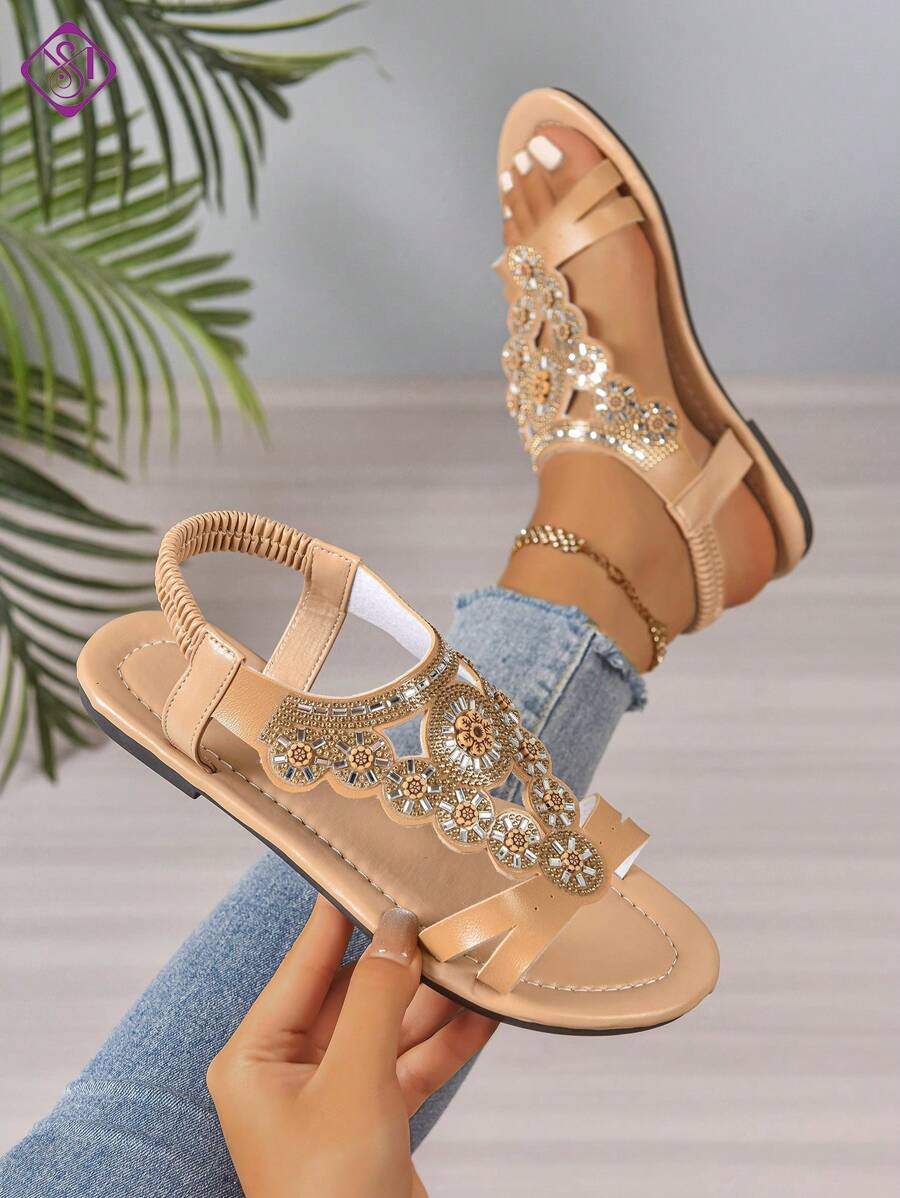 Isaline™ | Sandales Gladiator Bohème à Perles et Semelle Plate