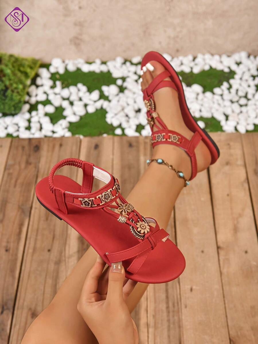 Isaline™ | Sandales Gladiator Bohème à Perles et Semelle Plate