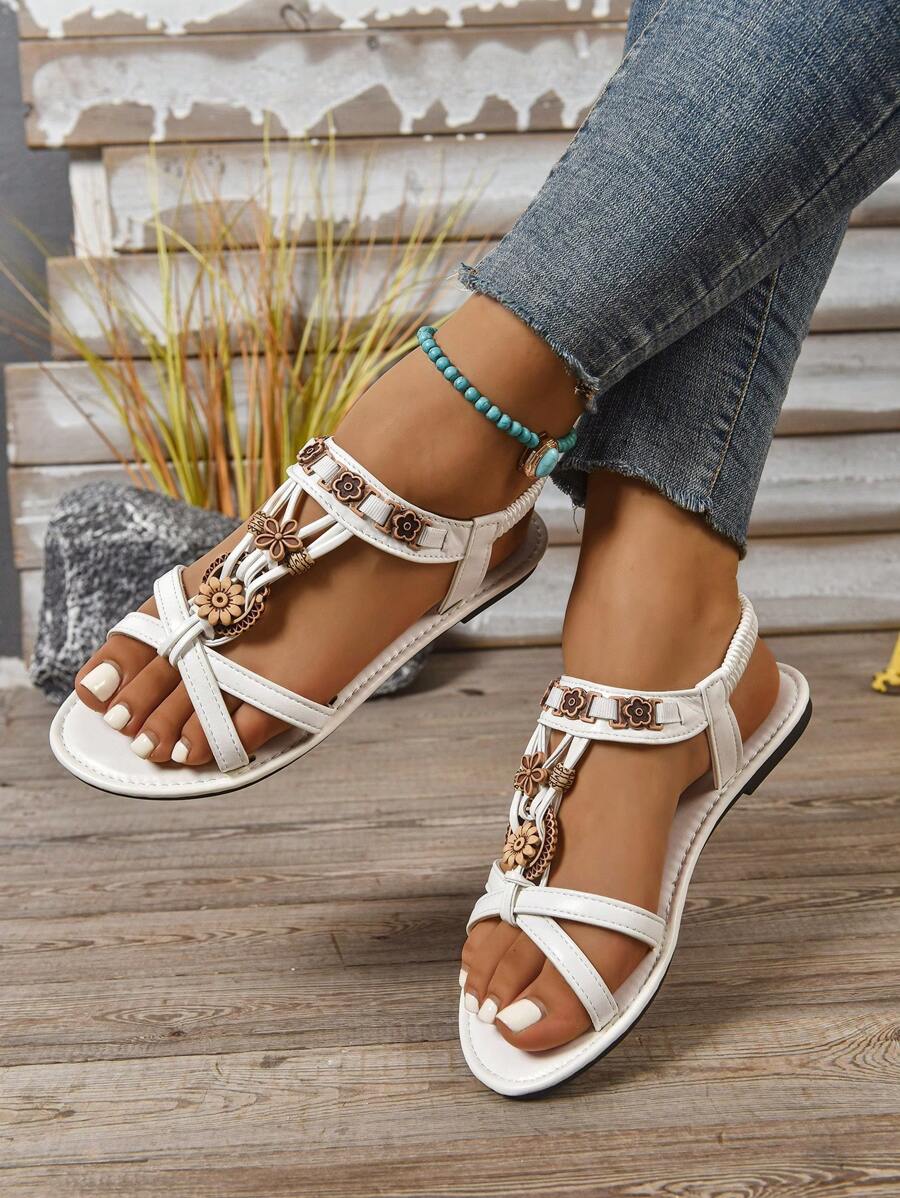 Isaline™ | Sandales Gladiator Bohème à Perles et Semelle Plate