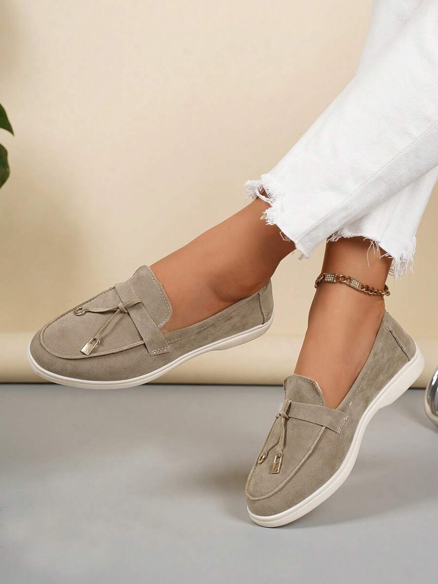 Belize™ | Mocassins casual kaki à franges et boucle décorative