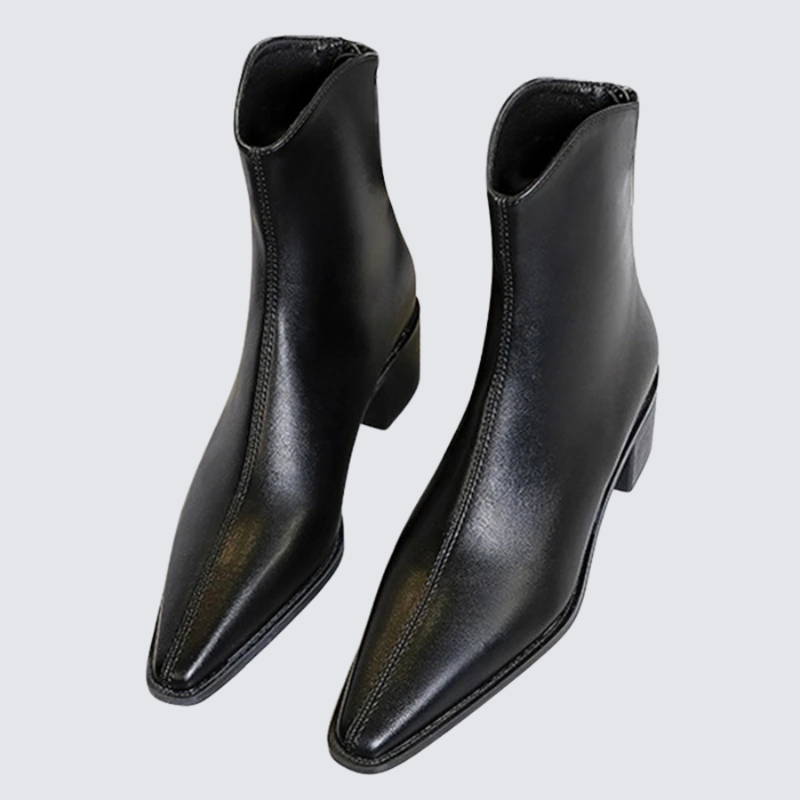 Belle Étoile Nice™ | Bottines Femme Vintage à Bout Pointu – Talon Carré et Fermeture Éclair