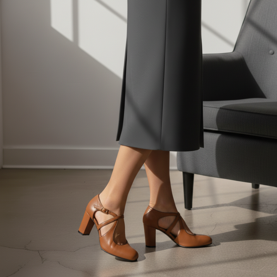 Belle Étoile Nice™ | Sandales rétro à talon épais et bride cheville