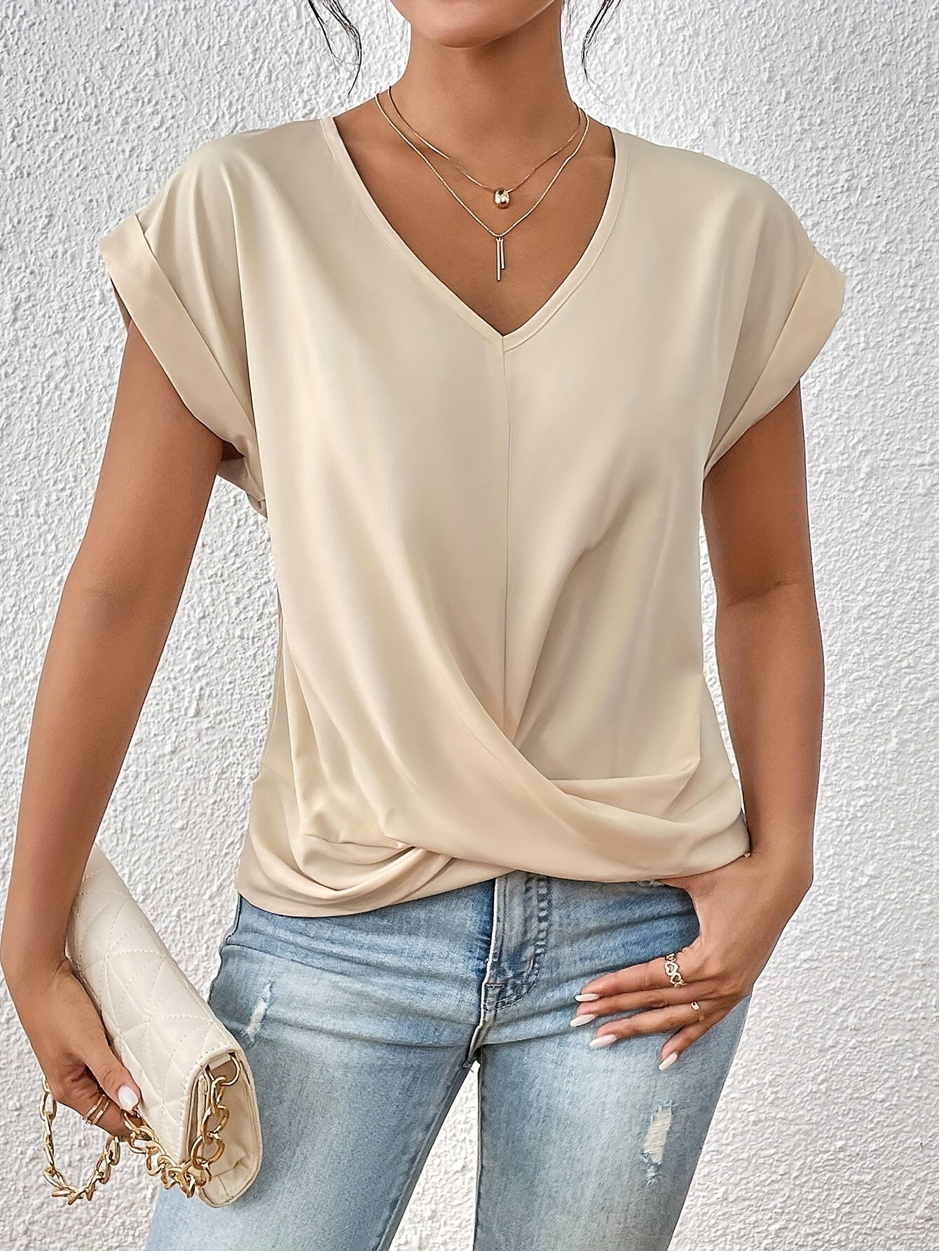 Sanne™ – T-shirt décontracté à col en V