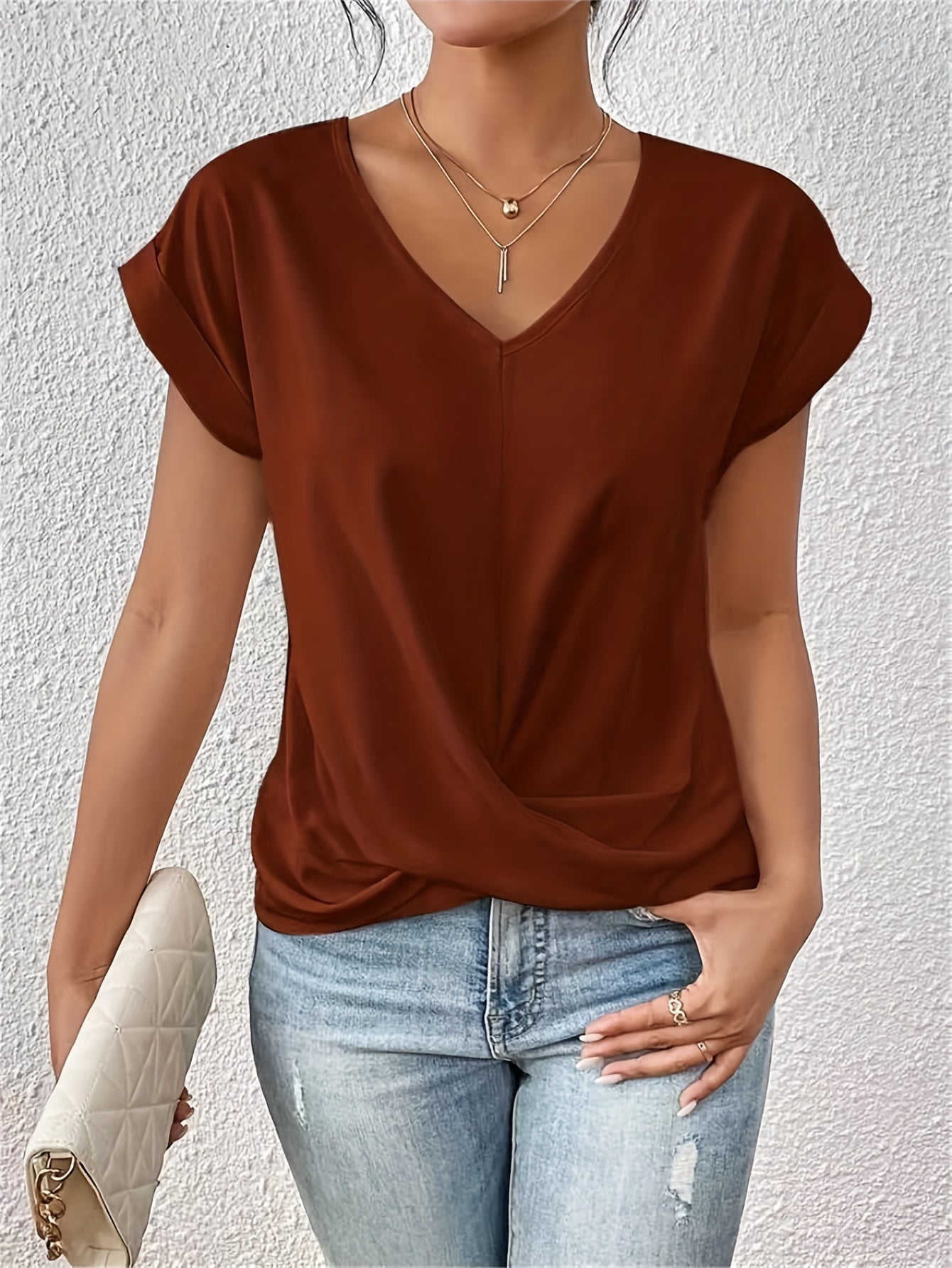 Sanne™ – T-shirt décontracté à col en V