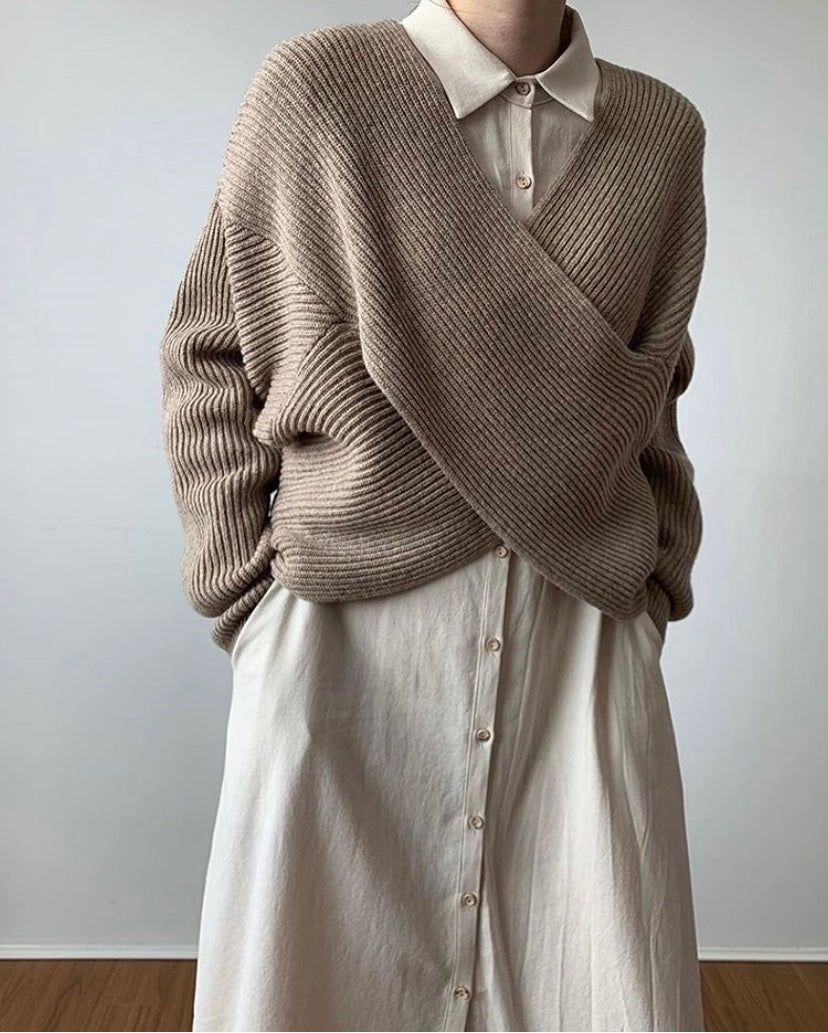 Ysaline™ | Pull en tricot croisé chic