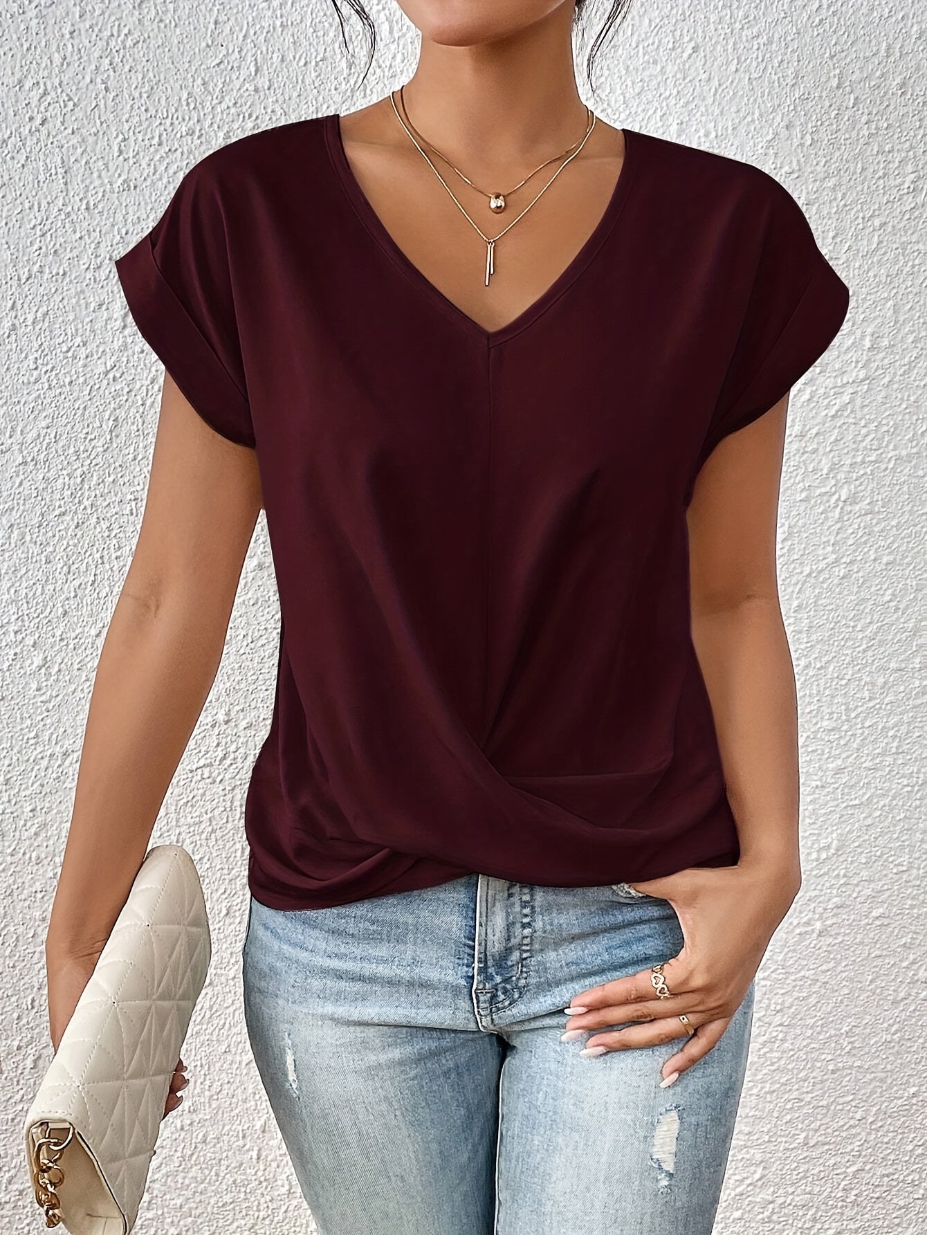 Sanne™ – T-shirt décontracté à col en V