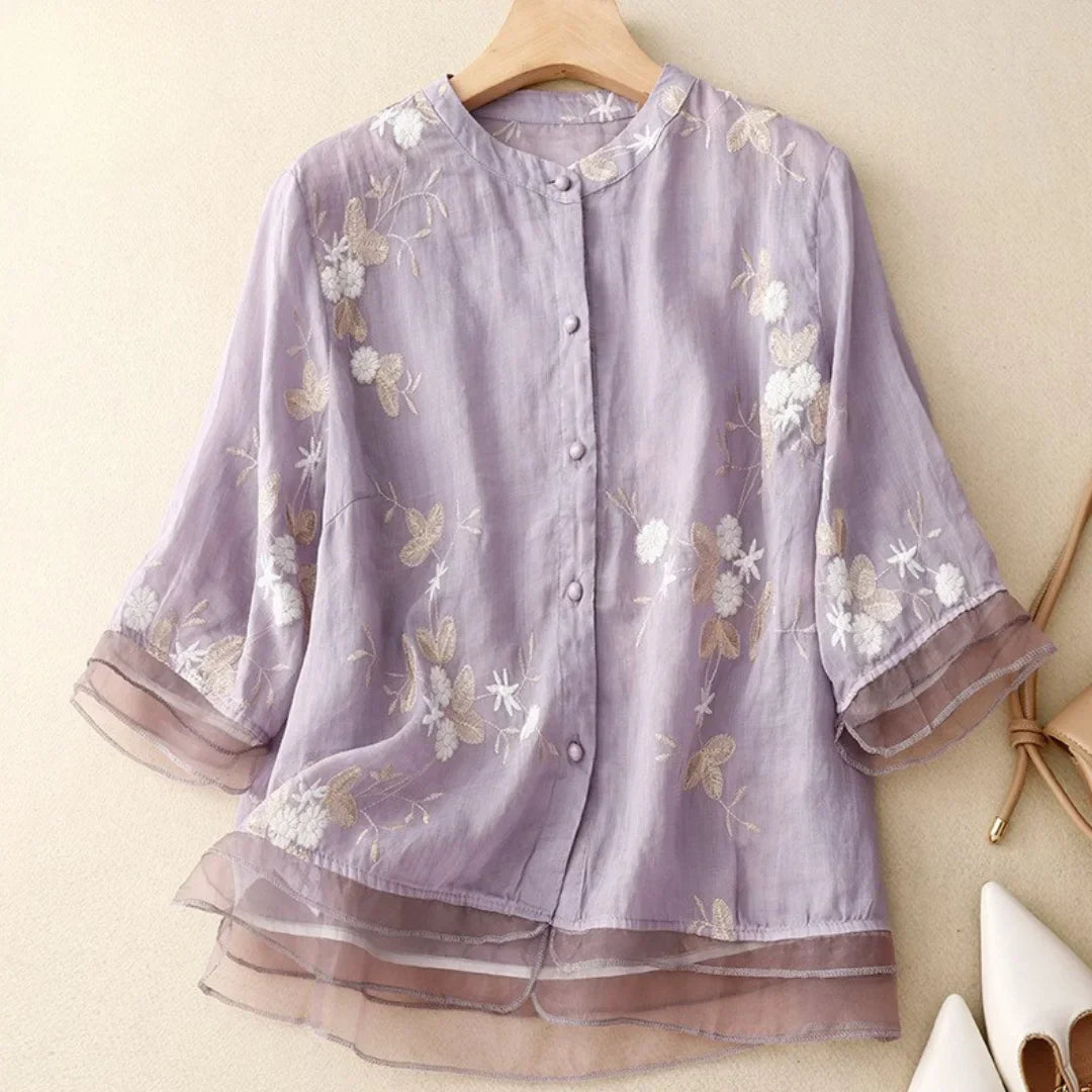 Belle Étoile Nice™ | Blouse à fleurs brodées
