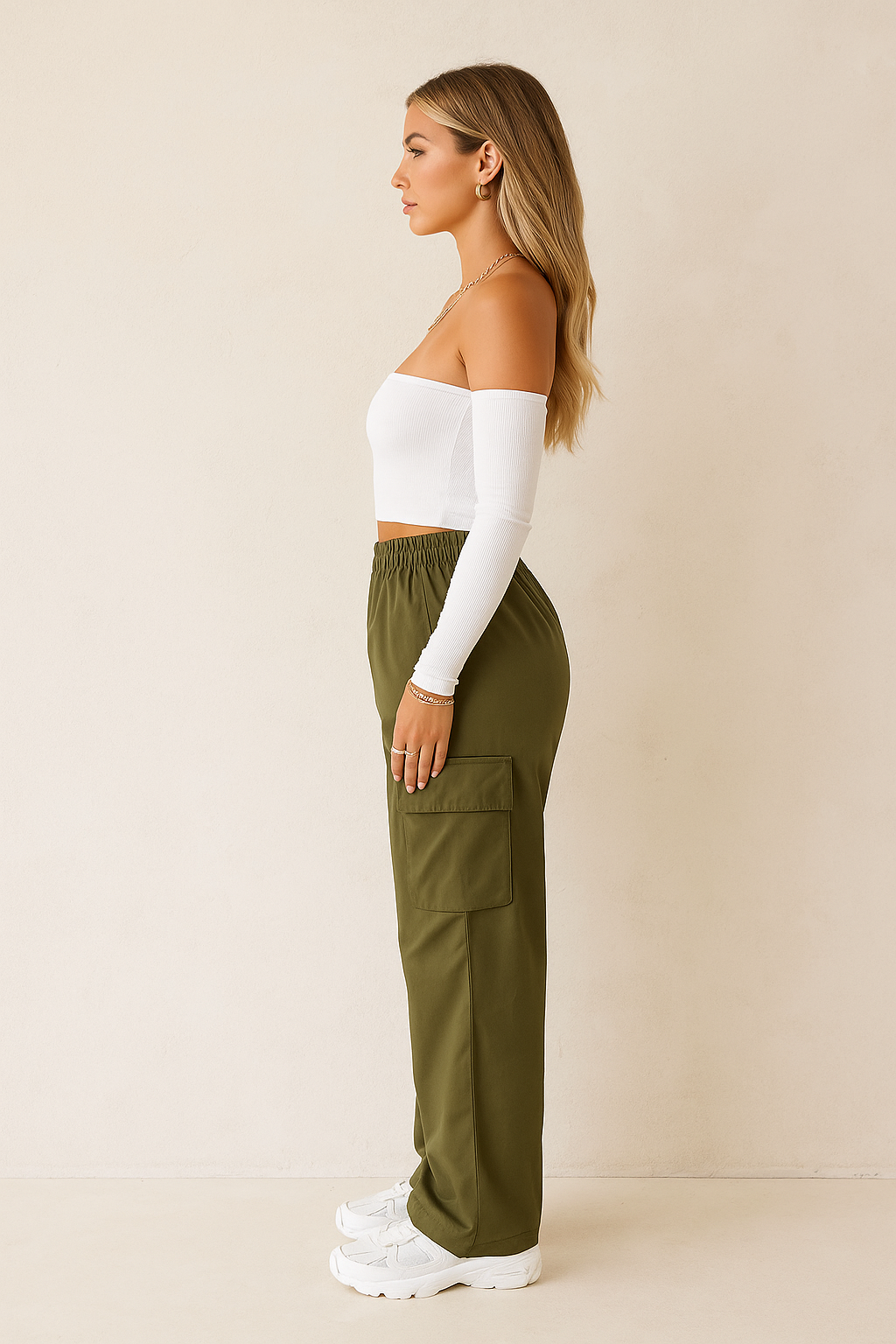 Belle Étoile Nice™ | Jogger cargo oversize taille haute – pantalon baggy chic femme