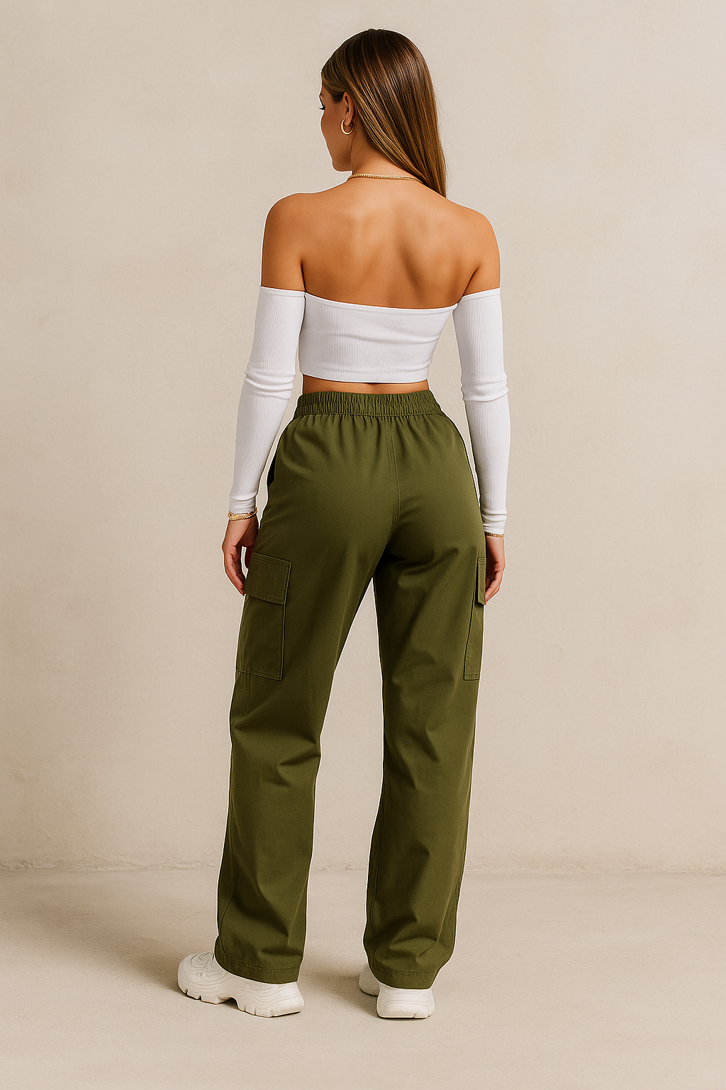 Belle Étoile Nice™ | Jogger cargo oversize taille haute – pantalon baggy chic femme