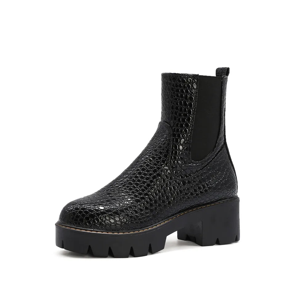 Belle Étoile Nice™ | Bottines Chelsea Femme en Similicuir avec Semelle Plateforme