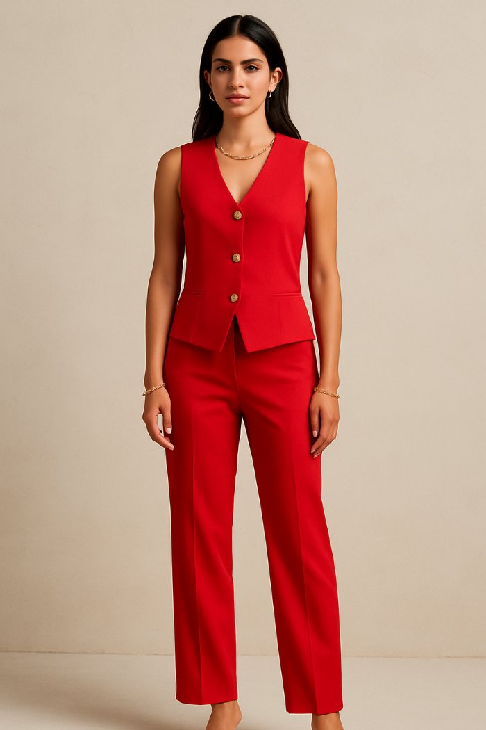Belle Étoile Nice™ | Gilet court sans manches en maille – crop top boutonné, automne
