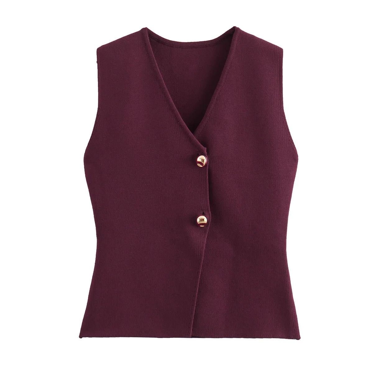 Belle Étoile Nice™ | Gilet court sans manches en maille – crop top boutonné, automne