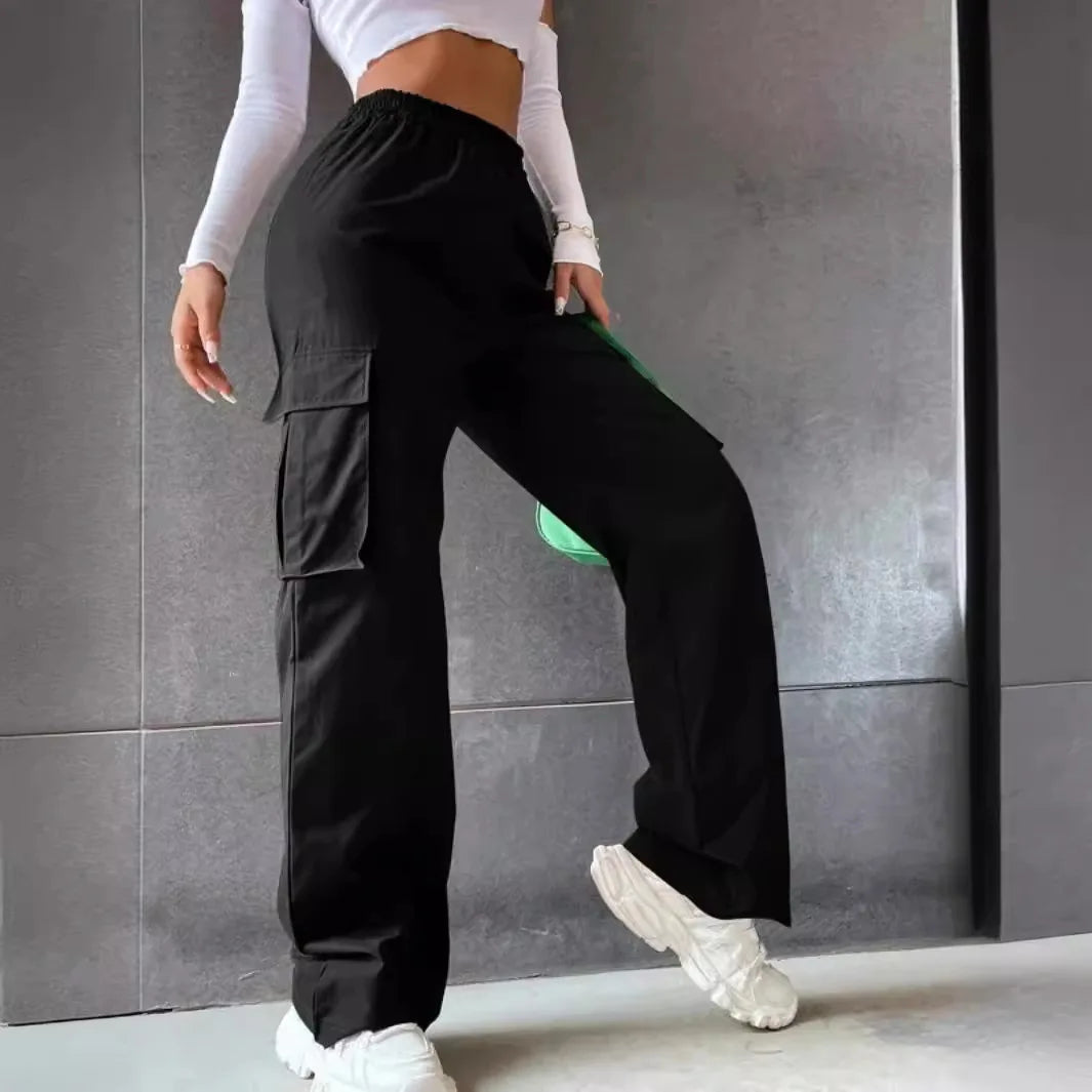 Belle Étoile Nice™ | Jogger cargo oversize taille haute – pantalon baggy chic femme