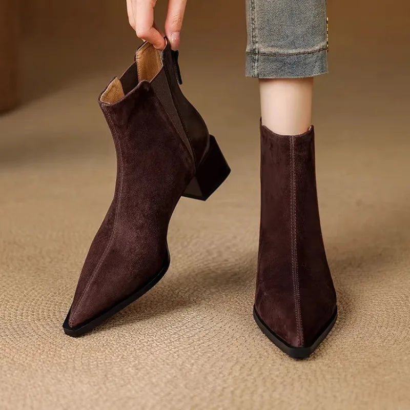 Belle Étoile Nice™ | Bottines Femme à Talons Épais avec Fermeture Éclair Arrière