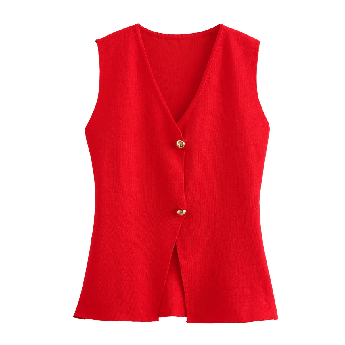 Belle Étoile Nice™ | Gilet court sans manches en maille – crop top boutonné, automne
