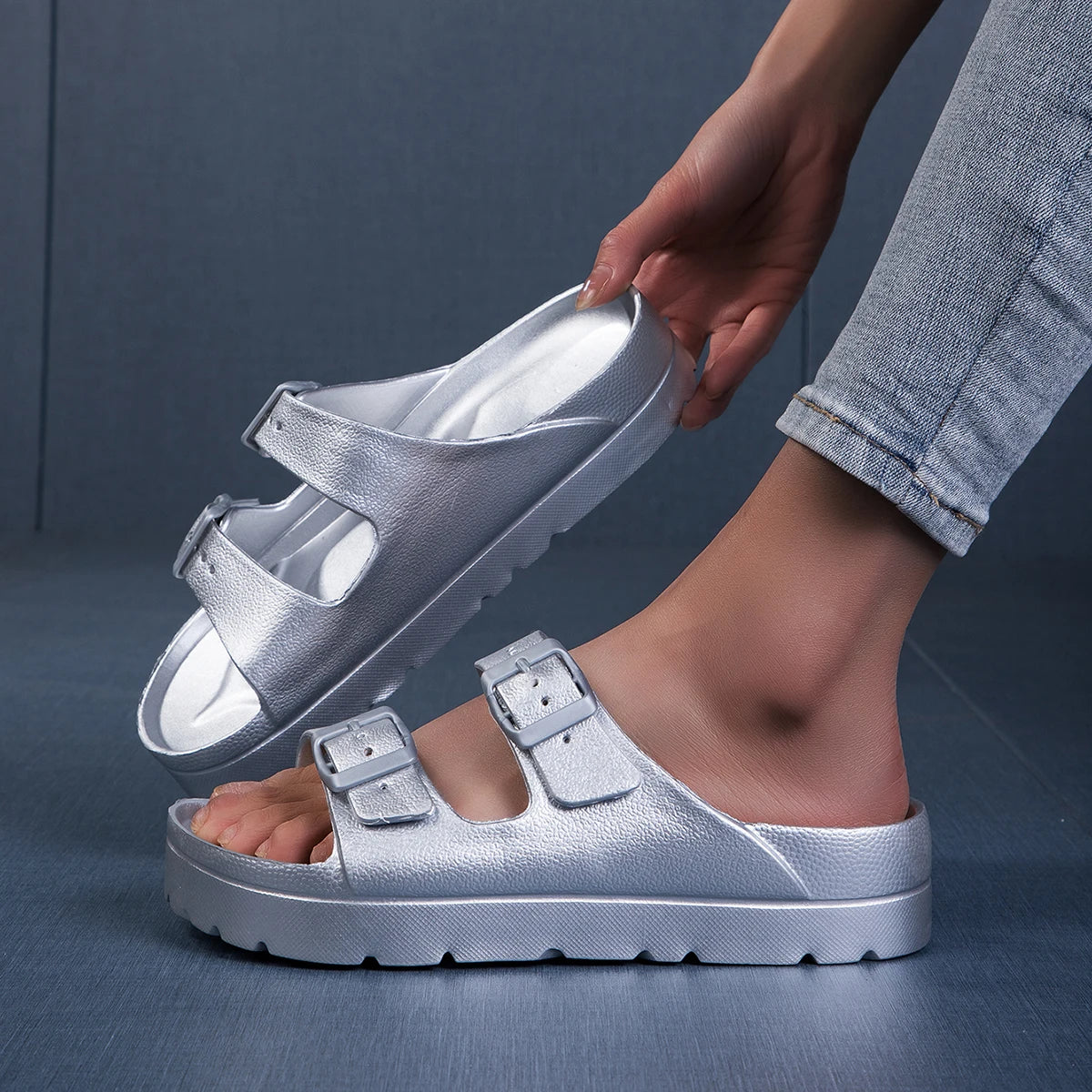 Clémentine™ | Mules d’Été à Semelle Épaisse– Boucles Réglables