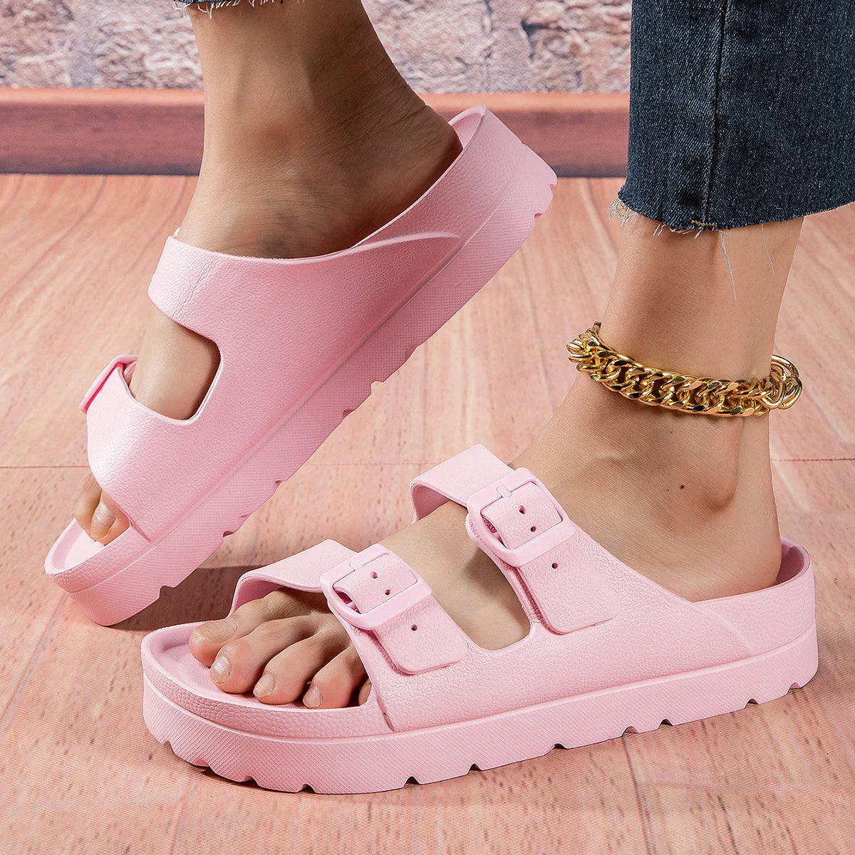 Clémentine™ | Mules d’Été à Semelle Épaisse– Boucles Réglables