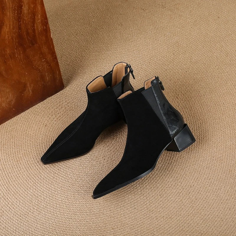 Belle Étoile Nice™ | Bottines Femme à Talons Épais avec Fermeture Éclair Arrière