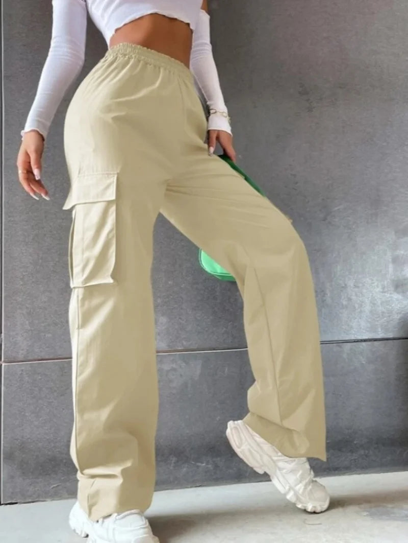 Belle Étoile Nice™ | Jogger cargo oversize taille haute – pantalon baggy chic femme