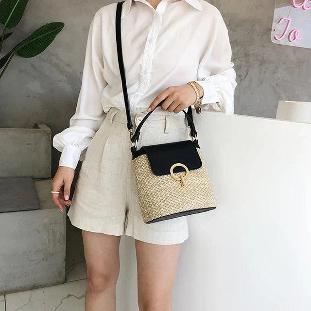 Belle Étoile Nice™ | Ondine - Mini Sac Carré en Rotin – Élégance Moderne