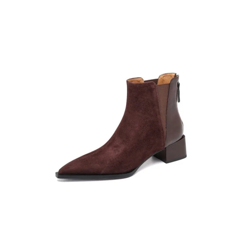 Belle Étoile Nice™ | Bottines Femme à Talons Épais avec Fermeture Éclair Arrière