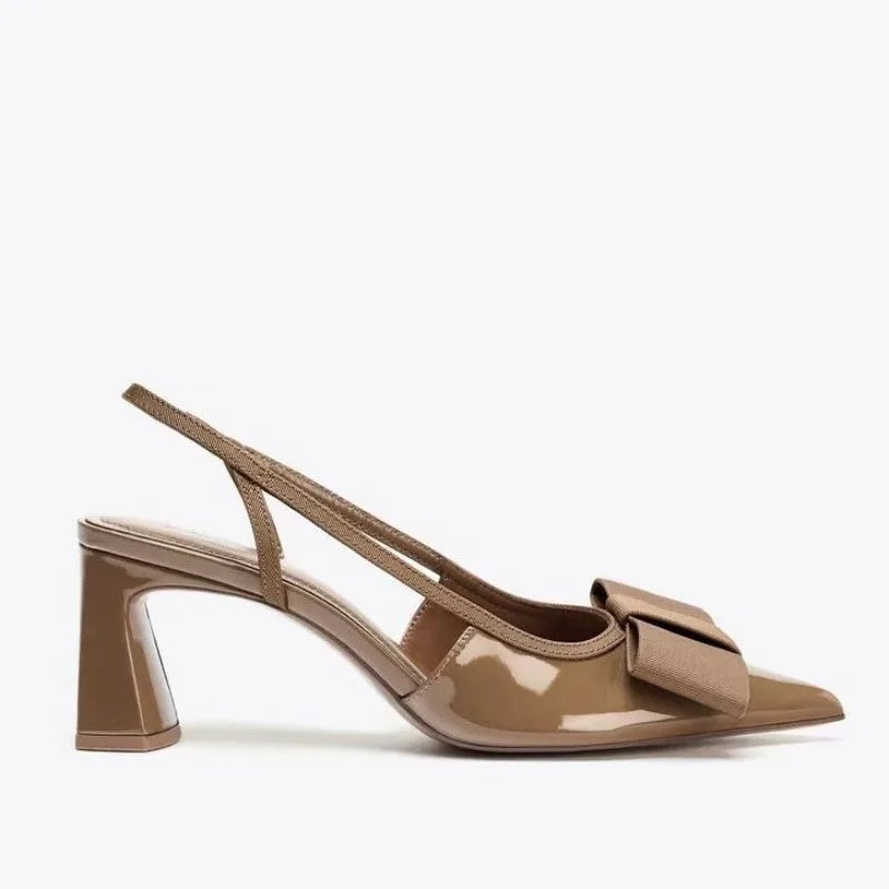 Belle Étoile Nice™ | Slingbacks Vernis à Nœud et Talon Bloc