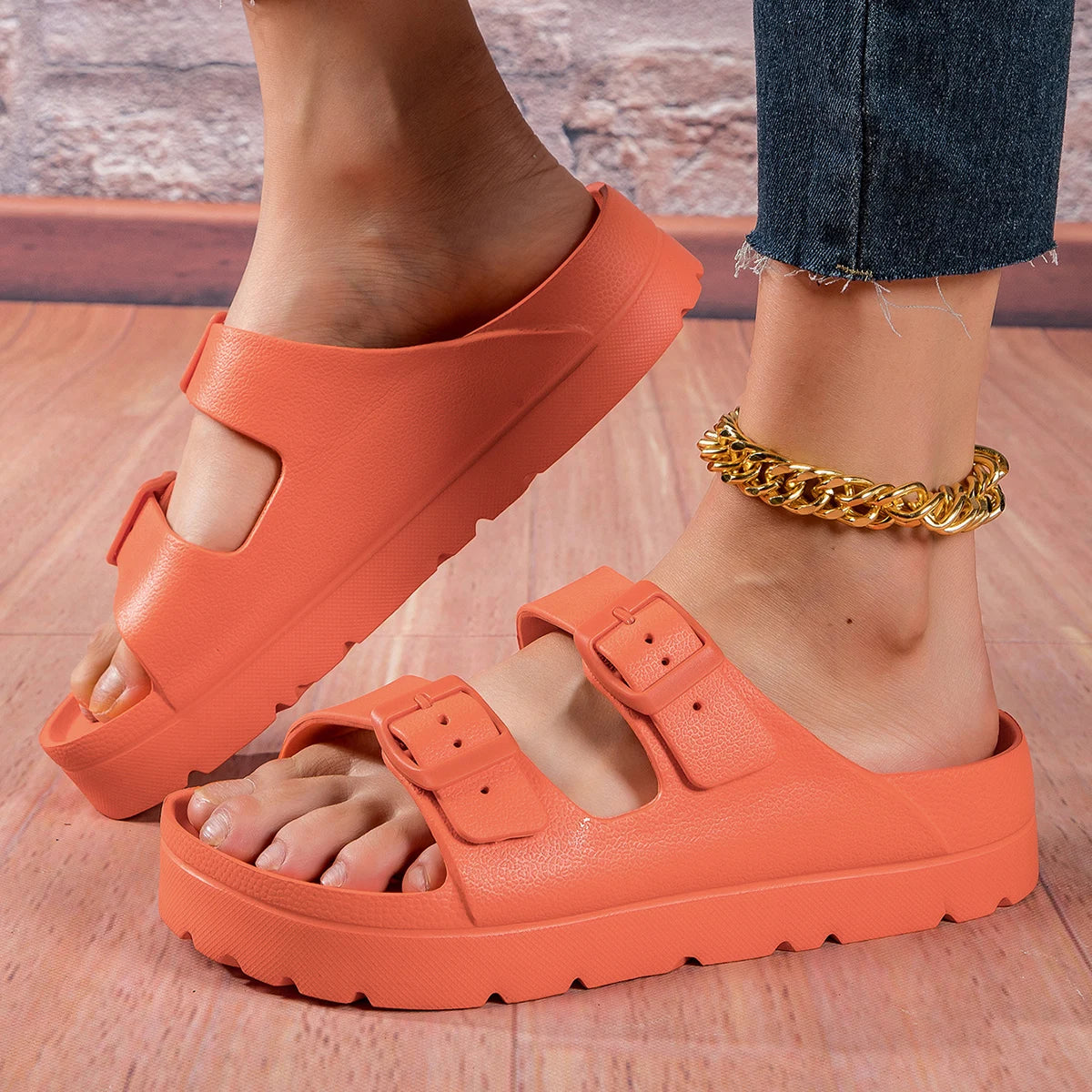 Clémentine™ | Mules d’Été à Semelle Épaisse– Boucles Réglables