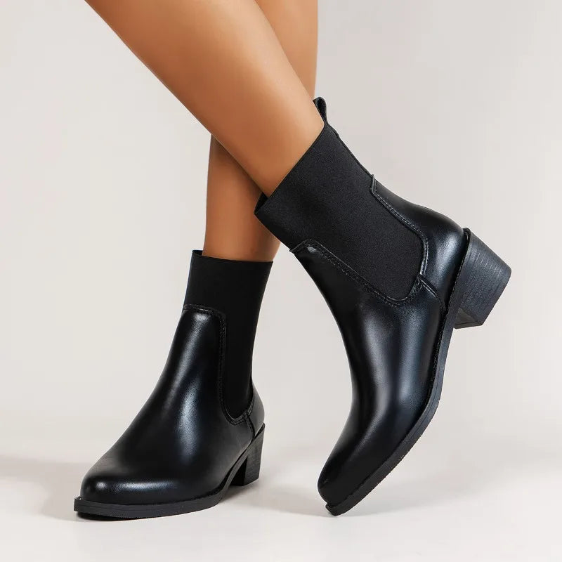 Belle Étoile Nice™ | Bottines Chelsea Femme – Talon Épais Confortable