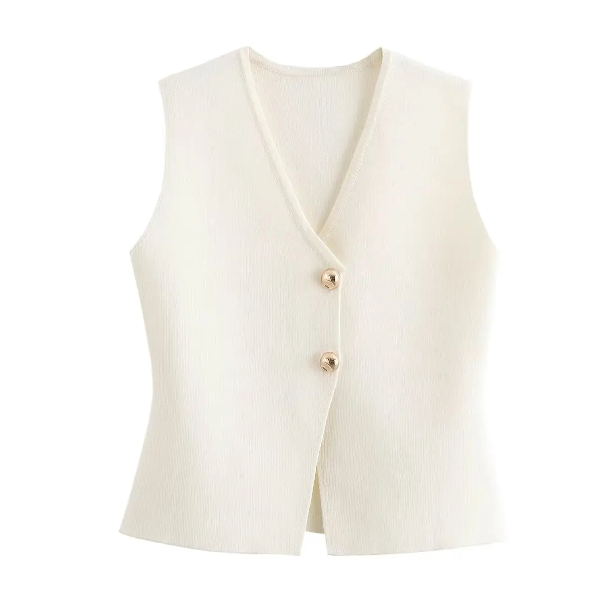 Belle Étoile Nice™ | Gilet court sans manches en maille – crop top boutonné, automne