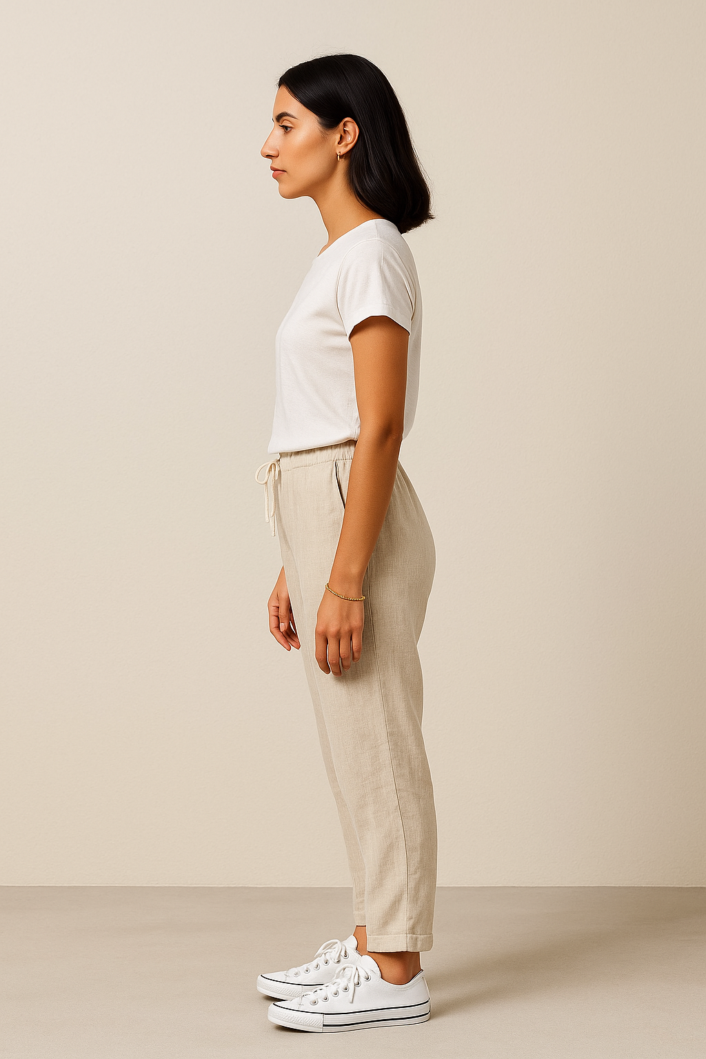 Belle Étoile Nice™ | Pantalon automnal coton – taille élastique & cordon, casual chic
