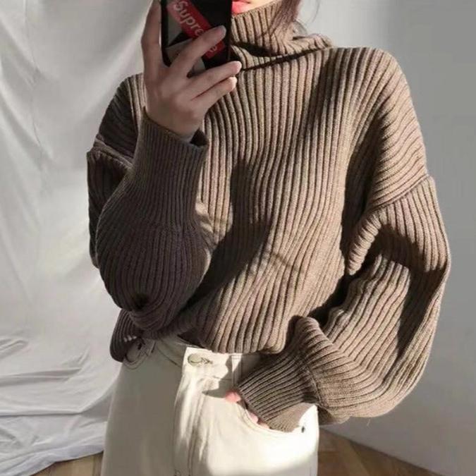 Nolwenn™ | Luxe Pull à col roulé et à manches ballon