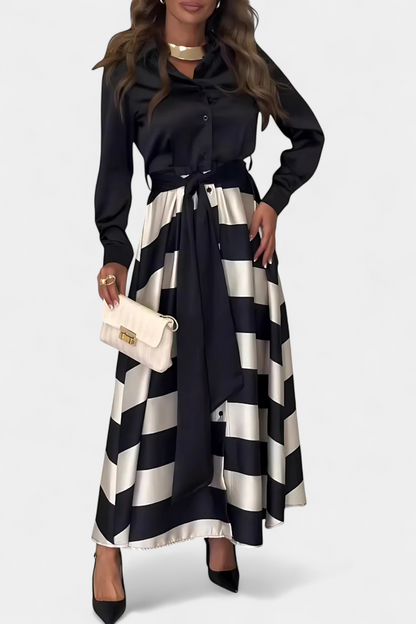 Belle Étoile Nice™ | Nessia – Robe Longue Rayée