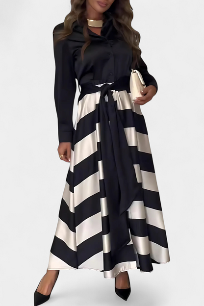 Belle Étoile Nice™ | Nessia – Robe Longue Rayée