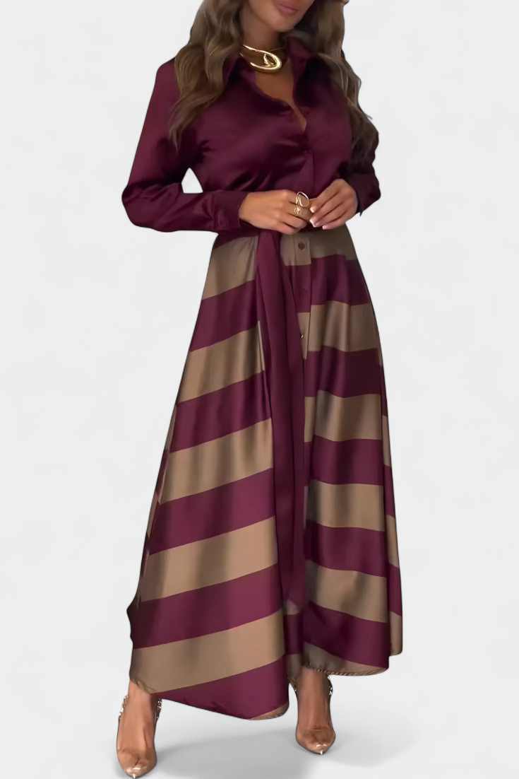 Belle Étoile Nice™ | Nessia – Robe Longue Rayée