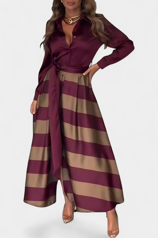 Belle Étoile Nice™ | Nessia – Robe Longue Rayée