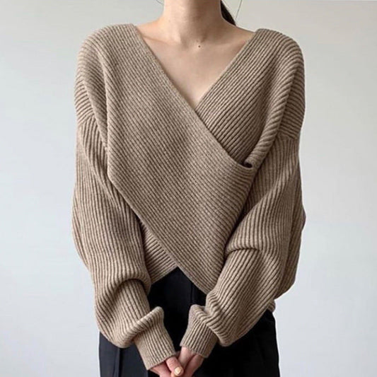 Ysaline™ | Pull en tricot croisé chic