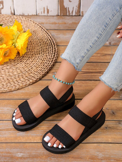 Méloria™ | Sandales Noires à Brides Larges et Semelle Confort