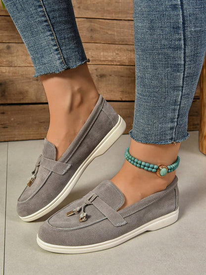 Belize™ | Mocassins casual kaki à franges et boucle décorative