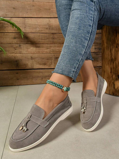 Belize™ | Mocassins casual kaki à franges et boucle décorative