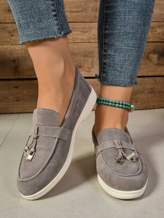 Belize™ | Mocassins casual kaki à franges et boucle décorative