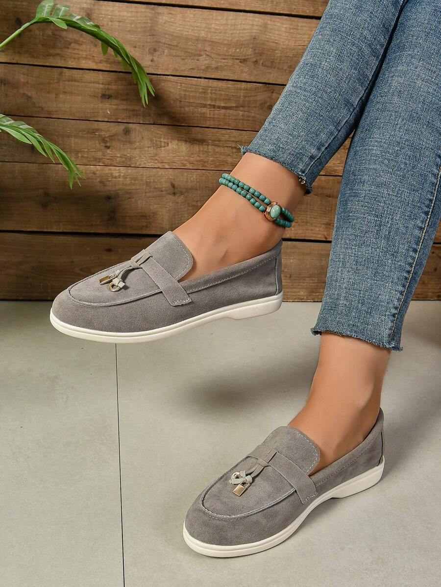 Belize™ | Mocassins casual kaki à franges et boucle décorative